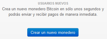 crear un nuevo monedero bitcoin